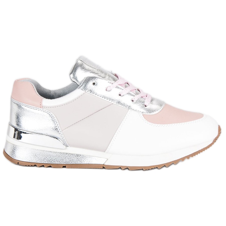 Betler Zapatos Deportivos Pastel blanco gris rosado