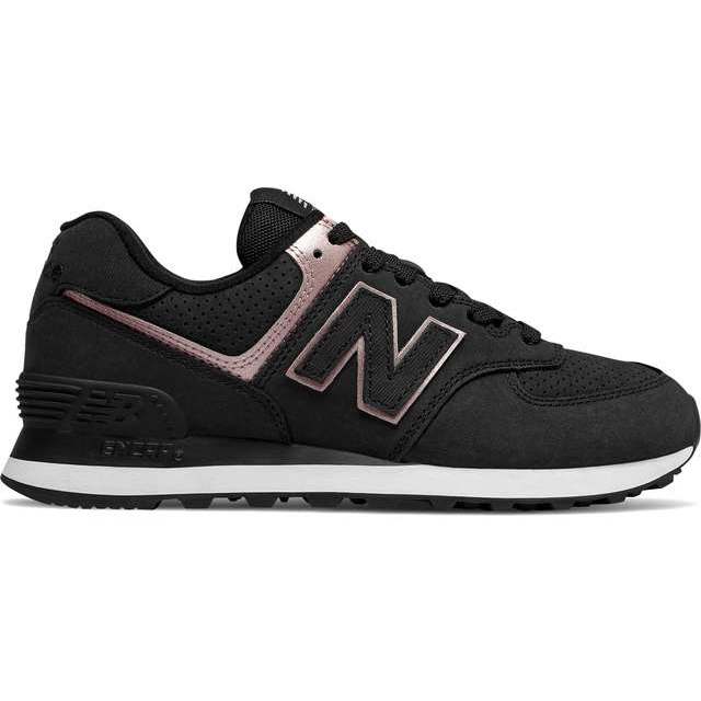 New Balance Wl574nbk Negro Con Champagne Metálico