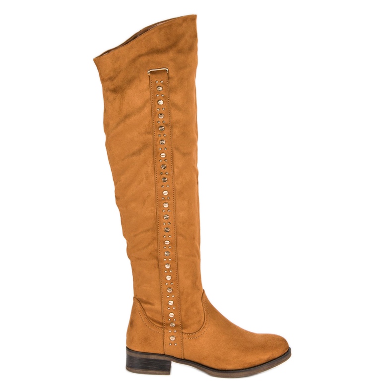 Super Me Botas de ante con tacones planos marrón