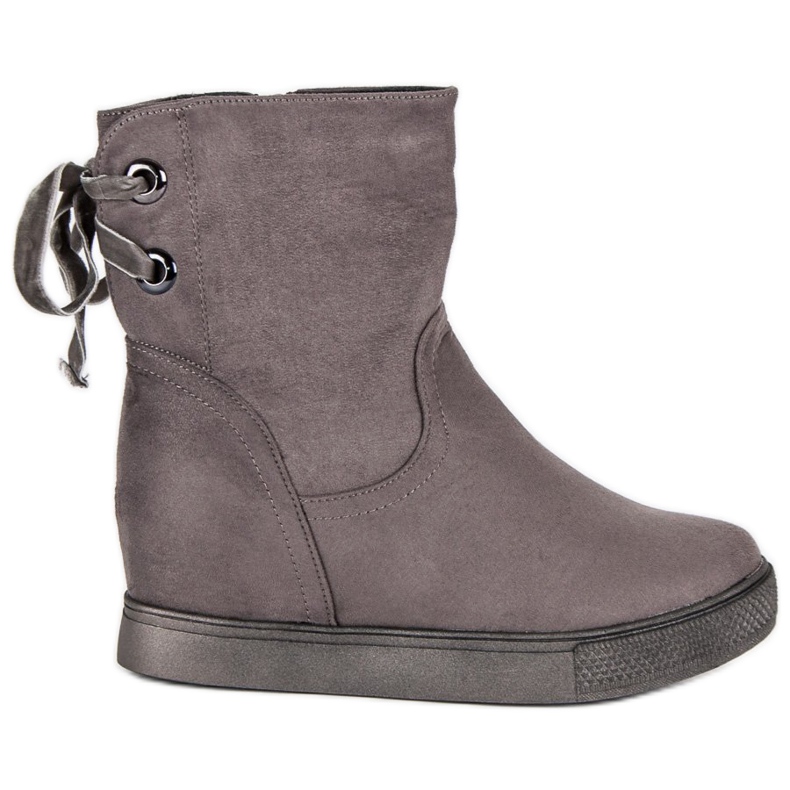 Bestelle Botas de cuña burdeos gris Bestelle Botas de cuña burdeos gris