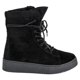 Bello Star Botas de nieve de gamuza negro