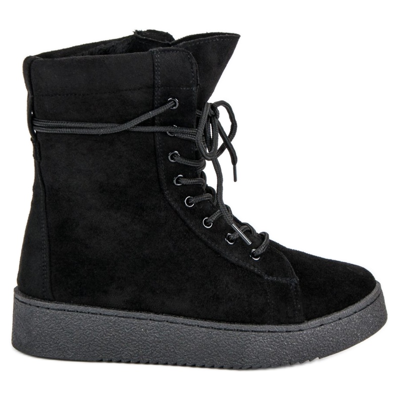 Bello Star Botas de nieve de gamuza negro