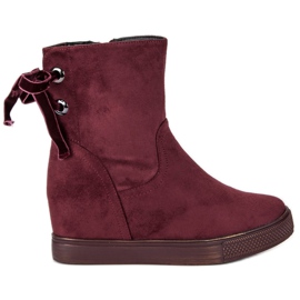 Bestelle Botas de cuña burdeos multicolor rojo