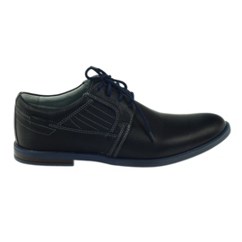 Riko Zapatos de cuero azul marino para hombres 819