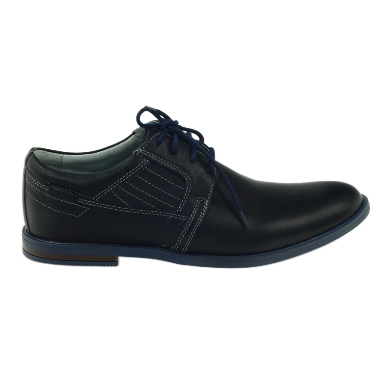 Riko Zapatos de cuero azul marino para hombres 819