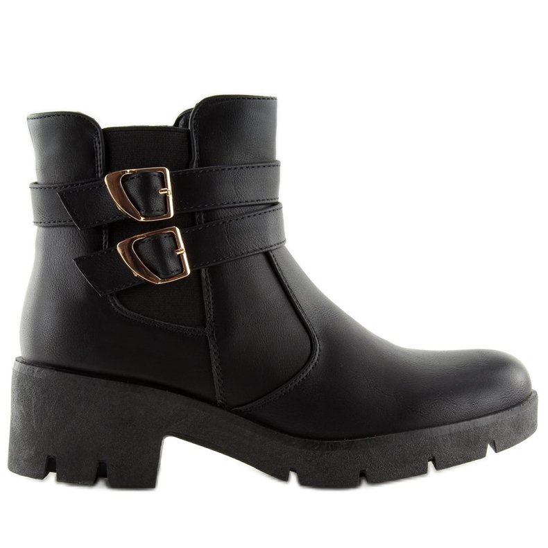 Black HY-54 Botas negras con suela gruesa negro Black HY-54 Botas negras con suela gruesa negro