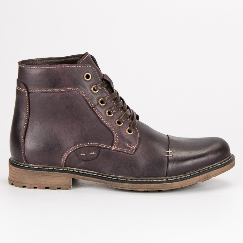 Wolski Botas de cuero para hombre marrón