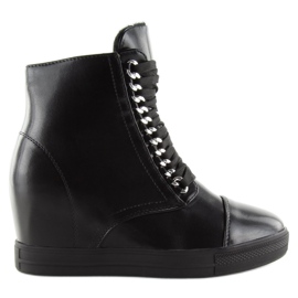 Botas negras con tacón de cuña oculto NC737 Negro