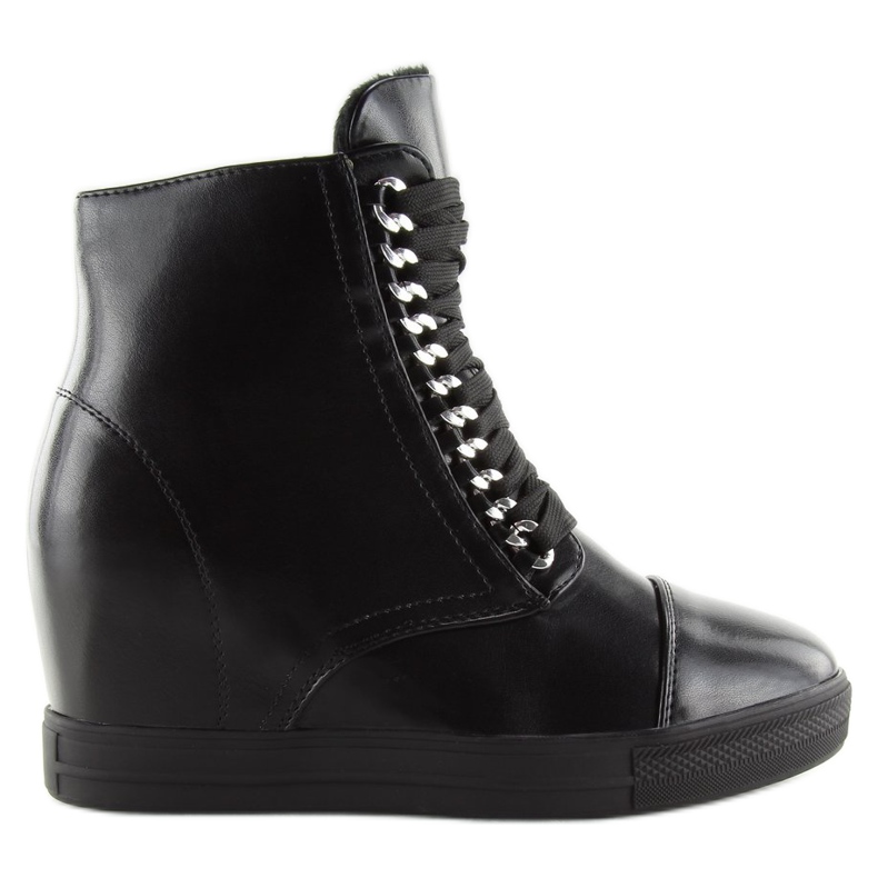 Botas negras con tacón de cuña oculto NC737 Negro Botas negras con tacón de cuña oculto NC737 Negro