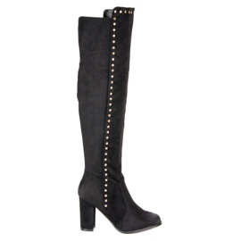 Elegantes botas de muslo de ante VINCEZA negro