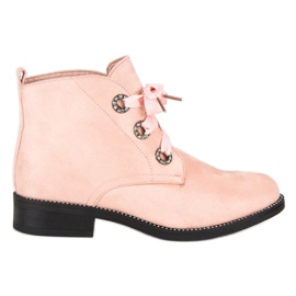 Seastar Botines de ante atados rosado