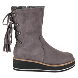 Forever Folie Botines de ante con cuña gris