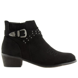 Botas negras de tacón bajo 100-837B0-2 Black negro