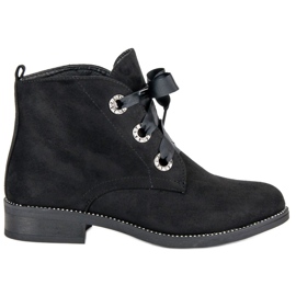 Seastar Botines de ante atados negro