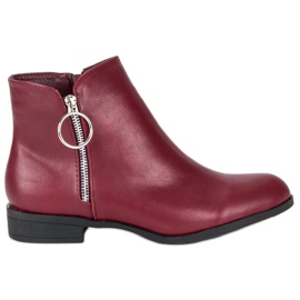 Anesia Paris Botas burdeos de tacón plano rojo