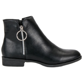 Anesia Paris Botas negras de tacón plano negro