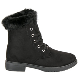 Botines cálidos y atados negro Botines cálidos y atados negro
