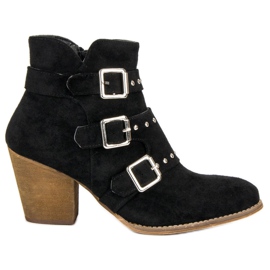 Botines casuales de tacón alto negro