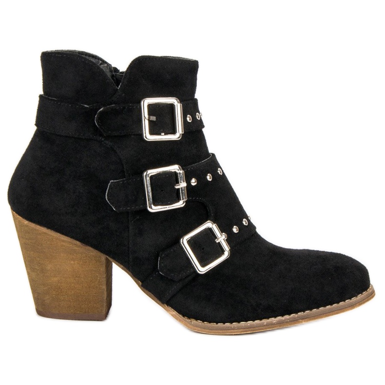 Botines casuales de tacón alto negro