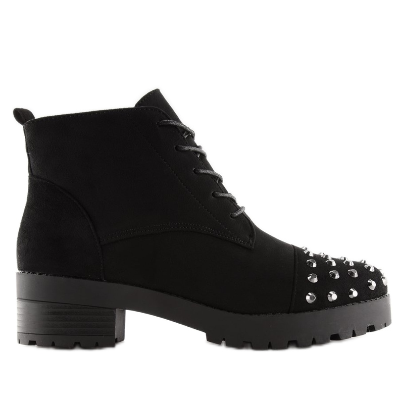 Botas con cordones y tachuelas negro 2017-10 Negro