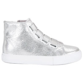 Zapatillas plateadas por encima del tobillo gris