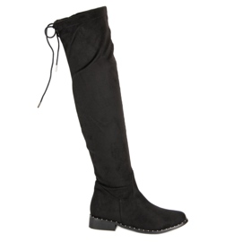 Seastar Botas por encima de la rodilla con tacón plano negro