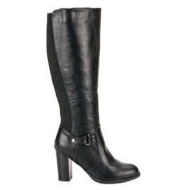 Seastar Botas cómodas de tacón alto negro