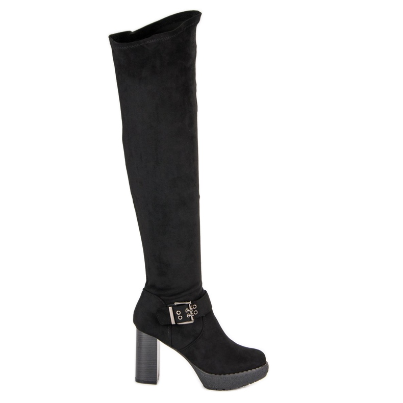 Super Me Botas de mosquetero en el poste negro Super Me Botas de mosquetero en el poste negro