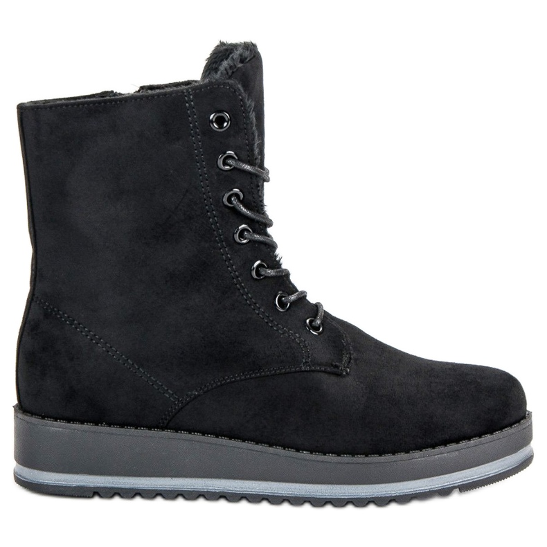 Botas cálidas y atadas negro