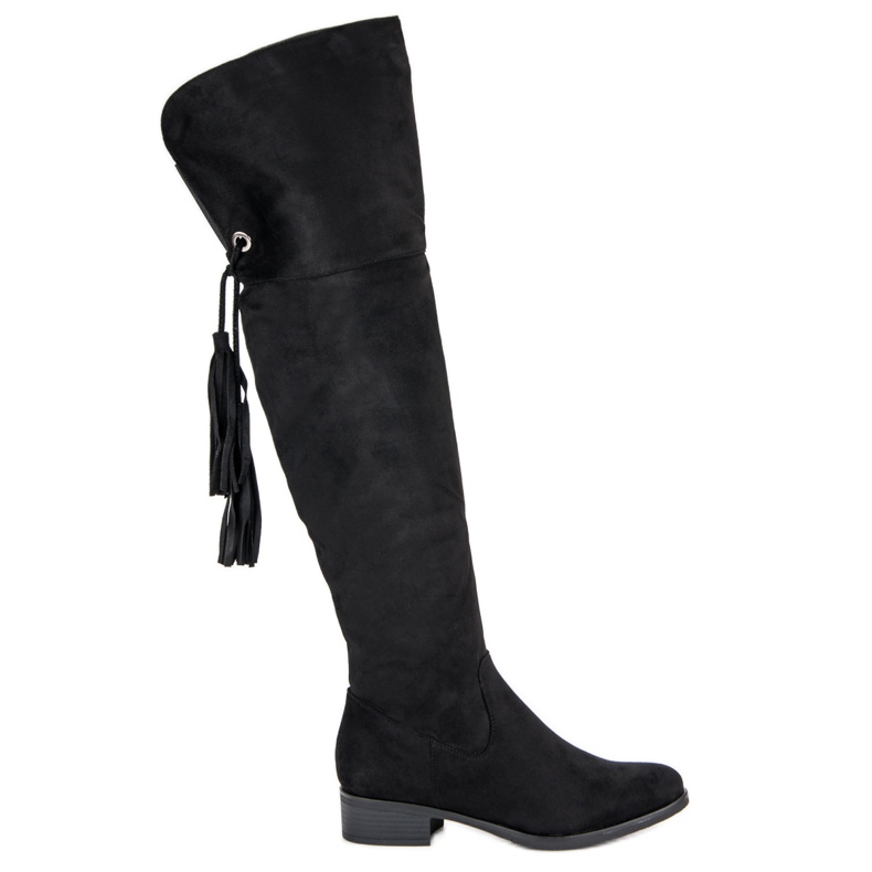 Forever Folie Botas negras hasta el muslo con tacones planos negro Forever Folie Botas negras hasta el muslo con tacones planos negro