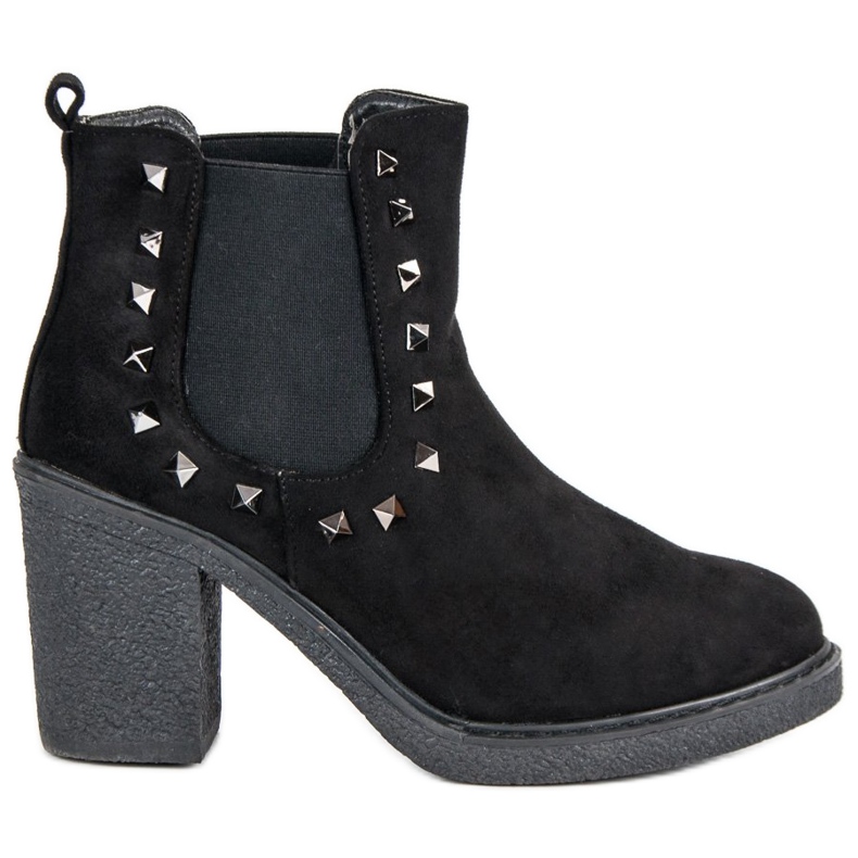 Bestelle Botines de ante en el poste negro Bestelle Botines de ante en el poste negro