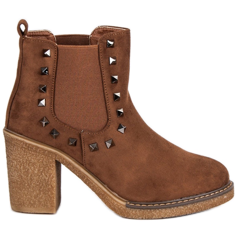 Bestelle Botines de ante en el poste marrón Bestelle Botines de ante en el poste marrón