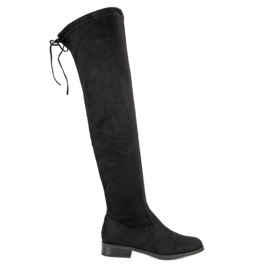 Seastar Botas mosqueteras con tacón plano negro