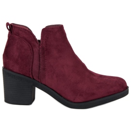 Ideal Shoes Botas de tacon alto rojo