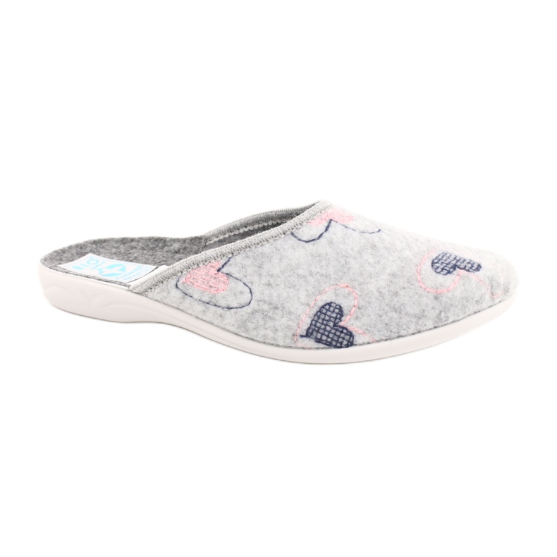 Pantuflas Fieltro Gris Corazones Adanex 19255 gris rosado