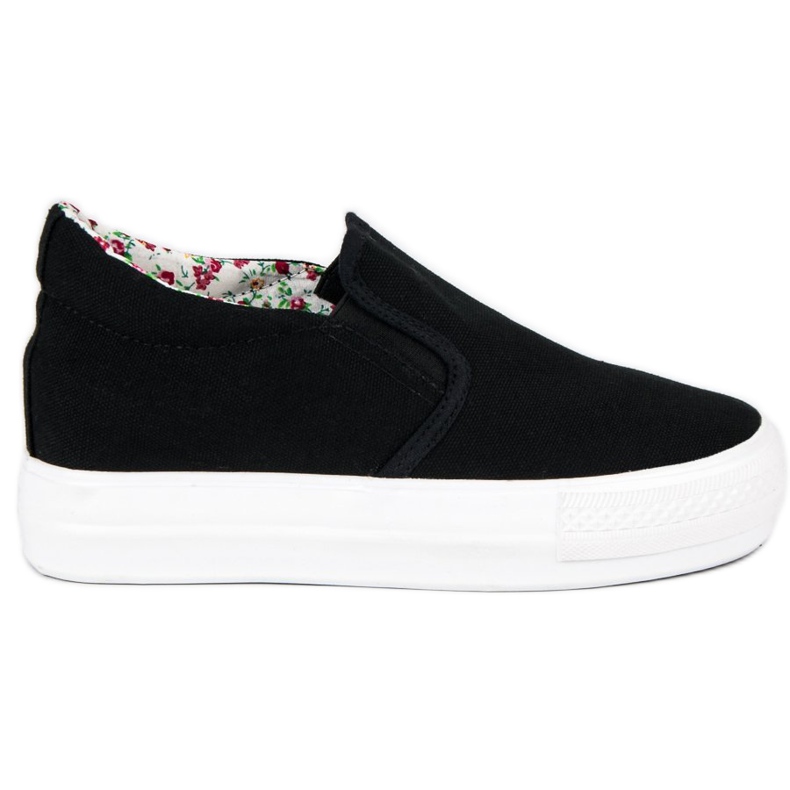 J. Star Zapatillas negras en una cuña negro J. Star Zapatillas negras en una cuña negro