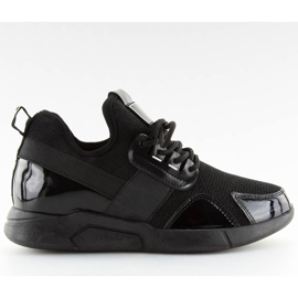 Calzado deportivo negro en el tacón de cuña NB226P-1