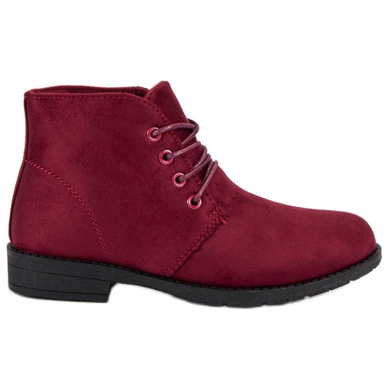 Botas burdeos atadas rojo