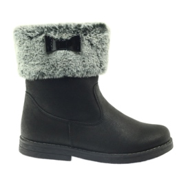 American Club Botas altas americanas botas de invierno con piel. negro