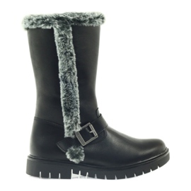 American Club Botas largas negras con pelo negro