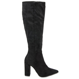 Small Swan Botas de ante de tacón alto negro