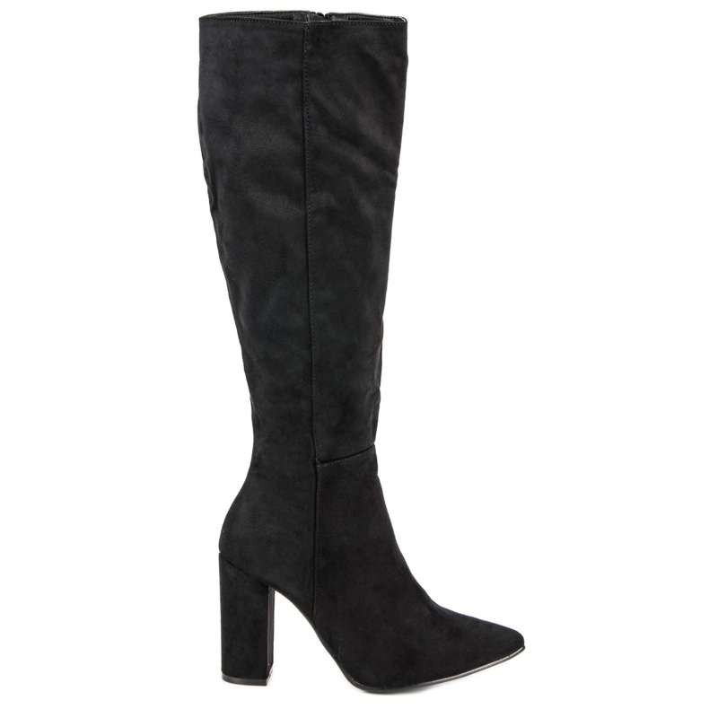 Small Swan Botas de ante de tacón alto negro