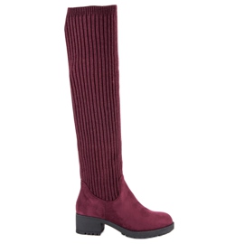 Ideal Shoes Botas burdeos entalladas rojo