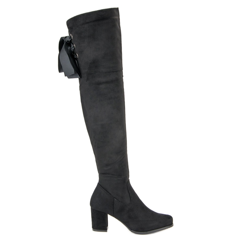 Queentina Elegantes botas de tacón alto hasta el muslo negro