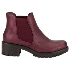 Queentina Botines Chelsea burdeos rojo