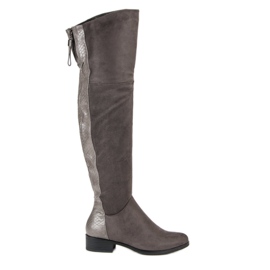 Filippo Botas por encima de la rodilla de ante gris