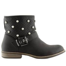 Botas negras con perlas B9217-KB Negro