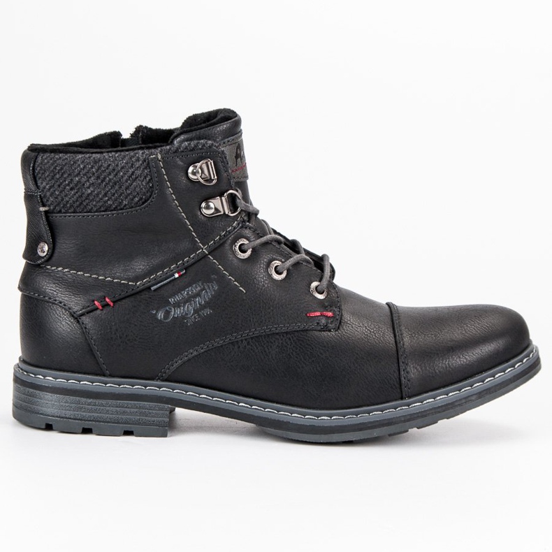 American Club Botas cómodas de los hombres americanos negro