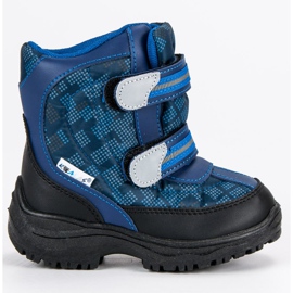 Botas de nieve de velcro calentadas. azul