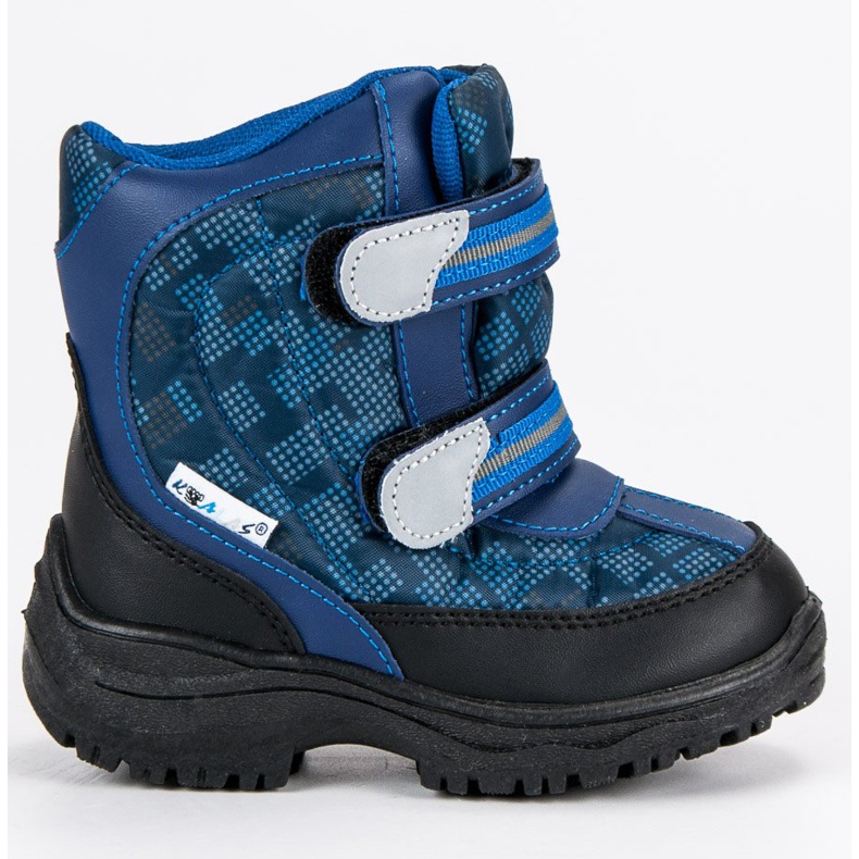 Botas de nieve de velcro calentadas. azul